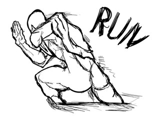 Running man creative concept vector illustration