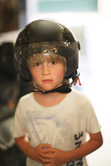 Portrait of a child in a protective helmet
