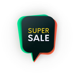 Abstract sale promo banner. Bubble with discount tittle. Web advertisement element.