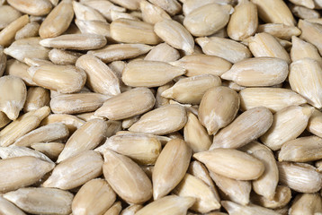 Peeled sunflower seeds closeup