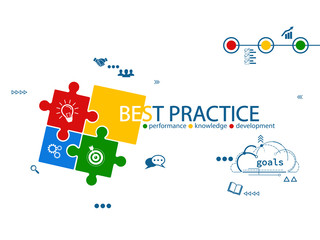 Best practice creative puzzle concept vector illustration