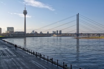 Fototapeta na wymiar Dsseldorf Fernsehturm Landscape Germany City Bridge Europe Travel