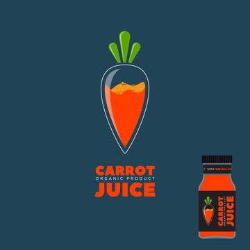 Natural Juice logo. Carrot  Packaging design. Label. 