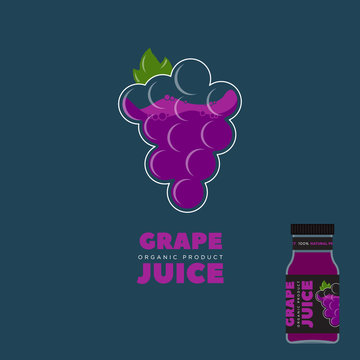 Natural Juice logo. Grape Packaging design. Label. 