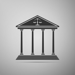 Courthouse icon isolated on grey background. Flat design. Vector Illustration