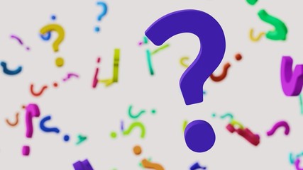 Floating Vibrantly Colored Question Marks Against a background of similarly brightly colored Questionmarks
