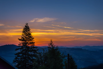 Fototapeta premium Sunrise on mountain Zlatar in Serbia