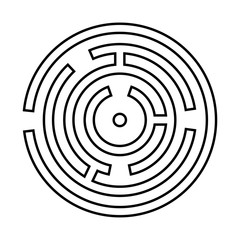 Circle maze or labyrinth it is black icon .