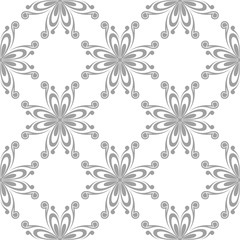 Fototapeta premium Gray floral seamless pattern on white background