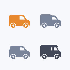 Delivery Vans - Carbon Icons. A set of 4 professional, pixel-aligned icons designed on a 32 x 32 pixel grid.