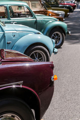 Details reto car show on street of the city