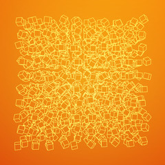 Wireframe Mesh Cube make with many small cubes. Connection Structure. Digital Data Visualization Concept. Vector Illustration.