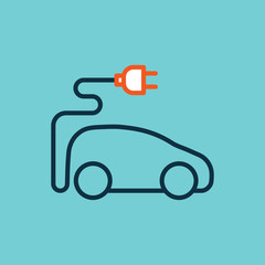 flat color electric car icon