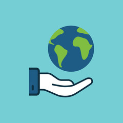 flat color save world, earth in hand icon