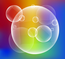 Background design with bubbles on rainbow background