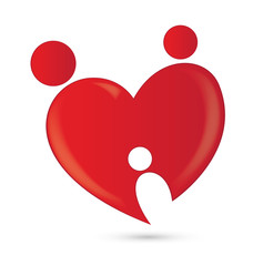 Family with child love heart logo vector image