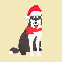 Background with holiday husky. Perfect for the year of the dog