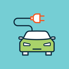 flat color electric car icon