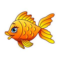 Cartoon gold fish isolated vector illustration