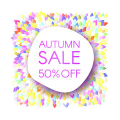 Autumn sale banner with a bunch of brightly colored leaves
