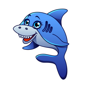 Cartoon shark isolated vector illustration