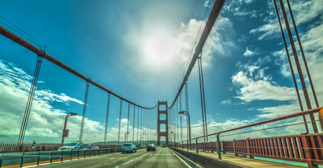 Driving through Golden Gate bridge