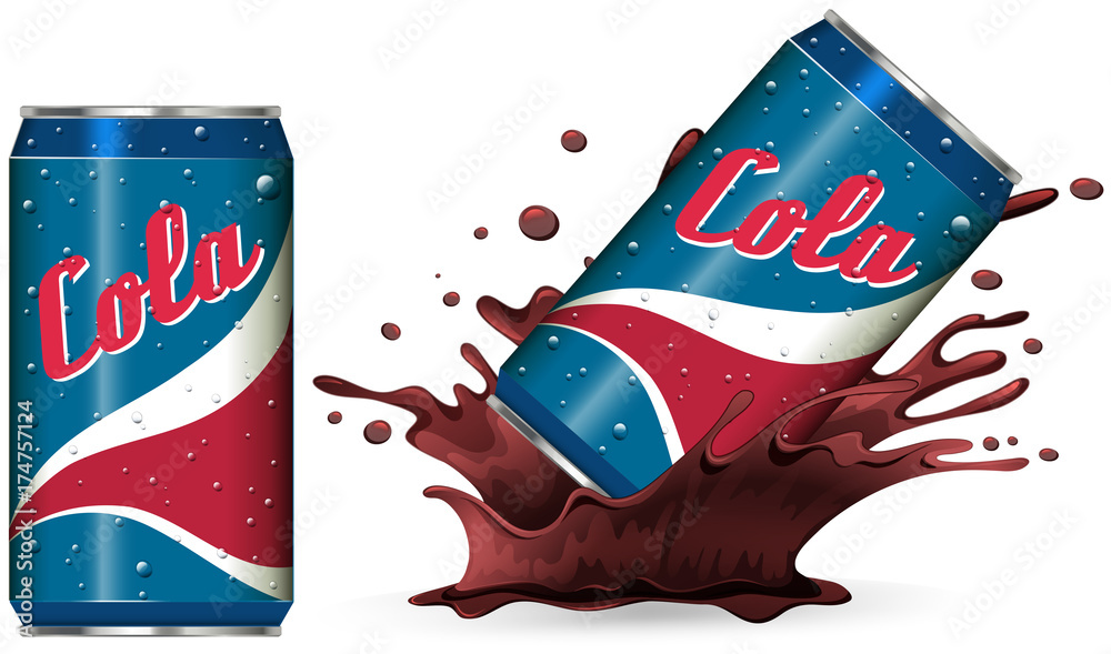 Wall mural cola in aluminum can with black splash