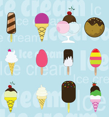 Set with chocolate, vanila and fruit ice ceam
