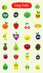 Obraz premium Cartoon Fruit Set