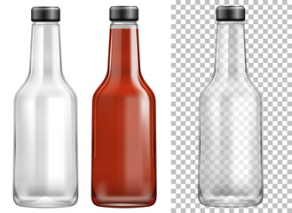 Bottle containers with black lids