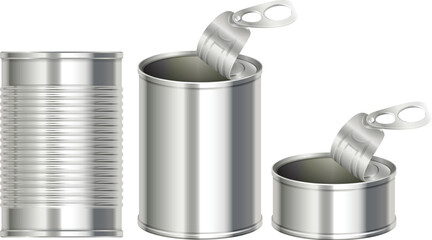 Three different designs of aluminum cans