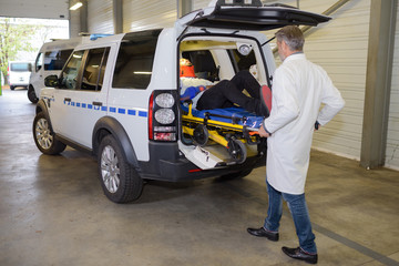 stretcher on the ambulance