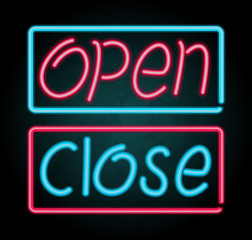 Neon sign for open and close
