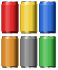Six colors of cans without labels