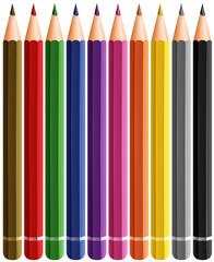 Set of color pencils with many colors