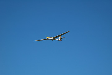 Fototapeta na wymiar white glider gliding on blues skies