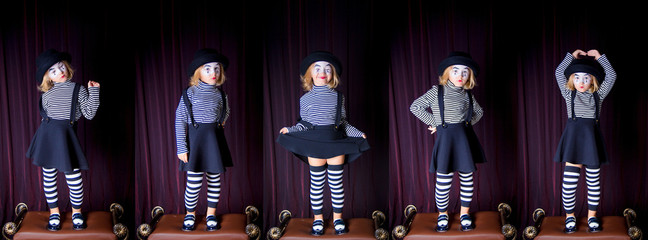 map of emotions. A little mime with different emotions