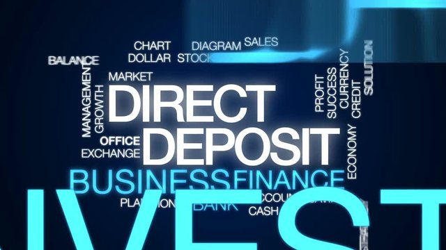Direct deposit animated word cloud, text design animation.