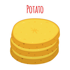 Potato set, vegetable. Organic food. Cartoon flat style. Vector illustration