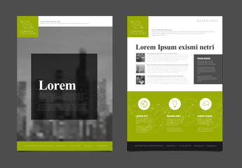 Business Flyer Layout with Green and Gray Accents