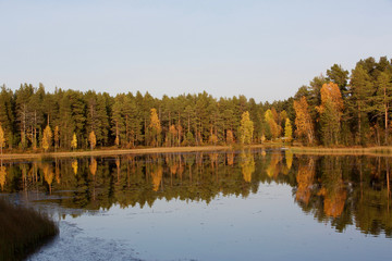 Super paysage en effet miroir en automne