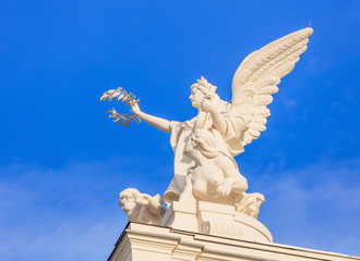 Sculpture on the top of the Zurich Opera House building in the city of Zurich, Switzerland