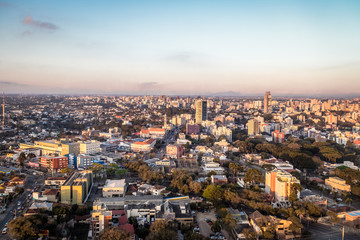 Fototapeta na wymiar Aerial view of Curitiba City at sunset - Curitiba, Parana, Brazil