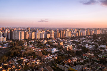 Aerial view of Curitiba City at sunset - Curitiba, Parana, Brazil