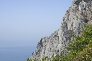 Mountains and seascapes with a blue sky
