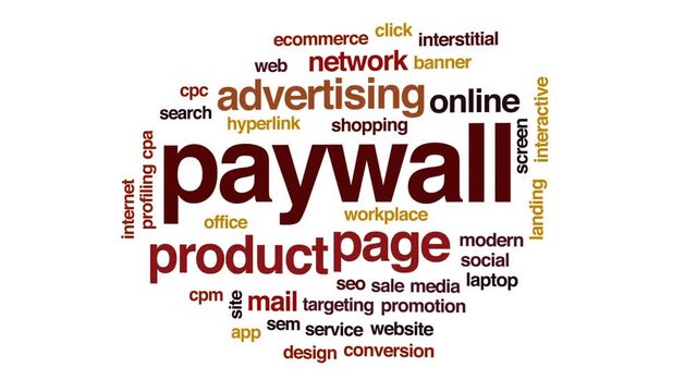 Paywall animated word cloud, text design animation.