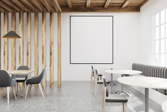 White and wooden cafe, poster