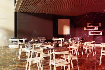 Gray cafe with a poster, double