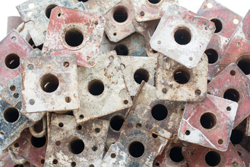 Hausbau - Baustelle mit Ger&uuml;st in Ziegelbauweise