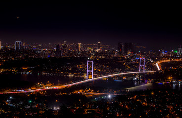 Fototapeta na wymiar Magnificent night view of Istanbul from Camlica Hill
